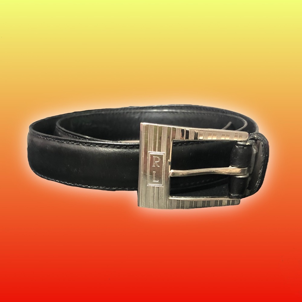 black ralph lauren belt with silver buckle